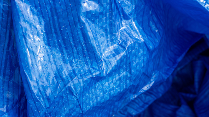 Close up of emergency tarp